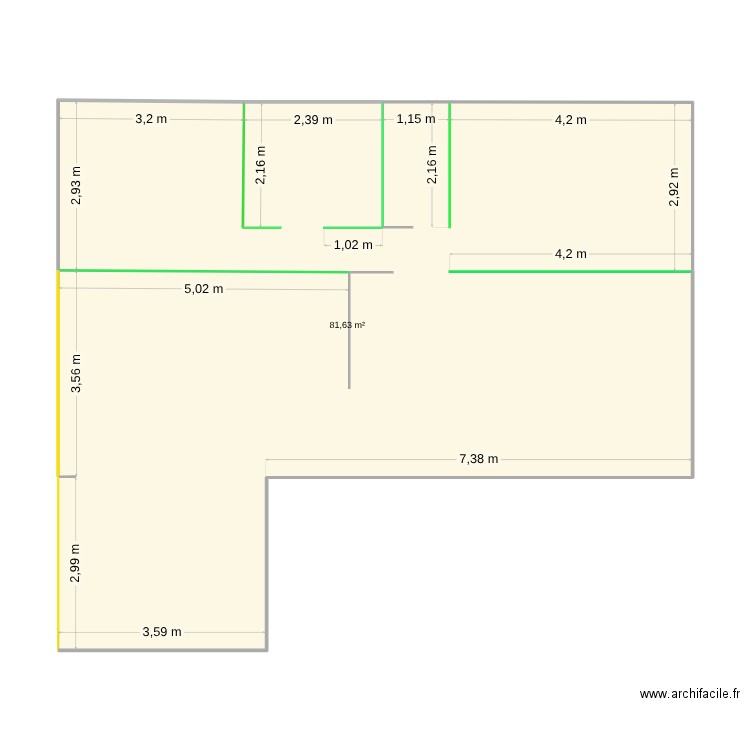plan 5. Plan de 1 pièce et 82 m2