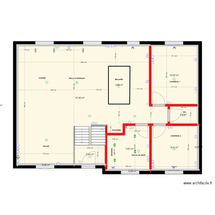 maison serge. Plan de 18 pièces et 198 m2