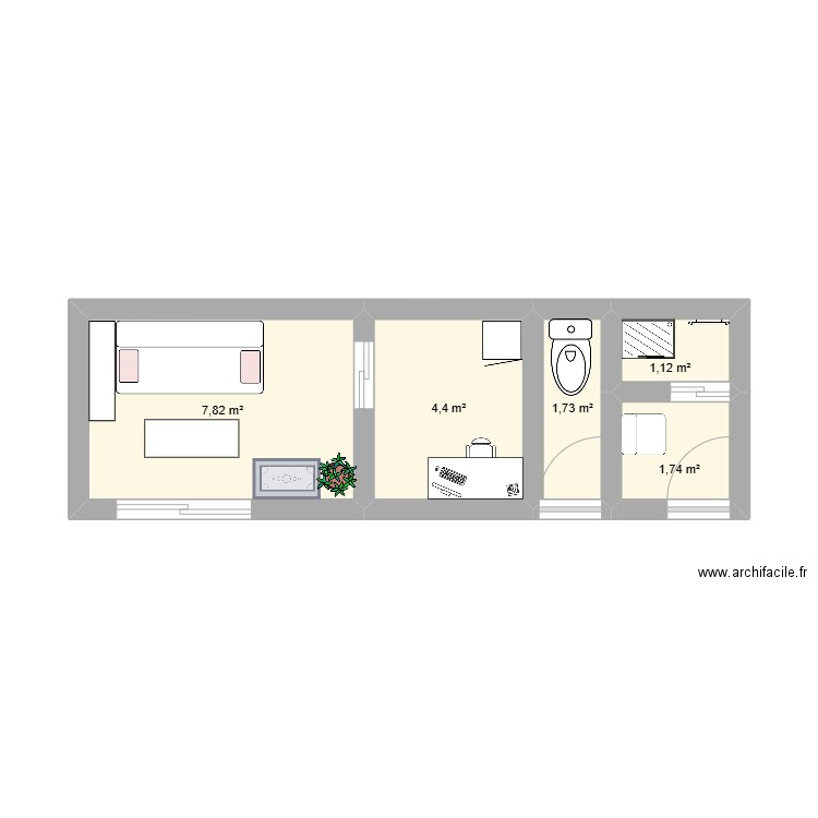 Booa de zoe 2. Plan de 5 pièces et 17 m2