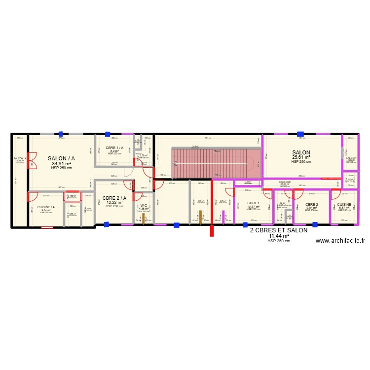 PLAN PROV R + 1 BIS 2 CHBS. Plan de 25 pièces et 219 m2