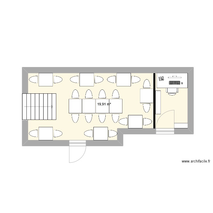 ETAGE. Plan de 1 pièce et 20 m2