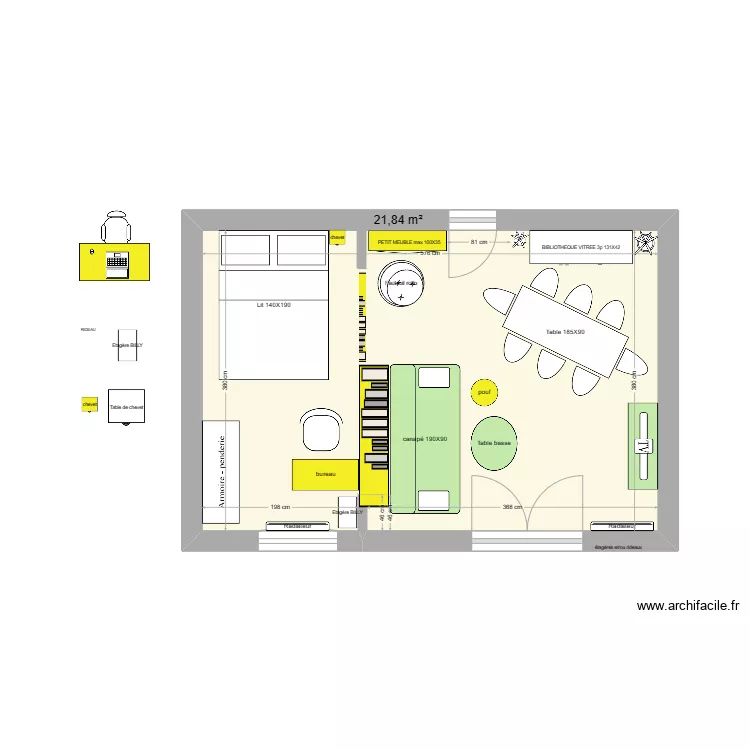 SALON ALCOVE AV ASSAS. Plan de 