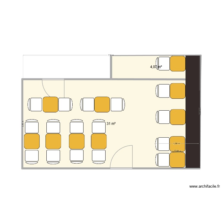 lasne 1 banquettes. Plan de 0 pièce et 0 m2