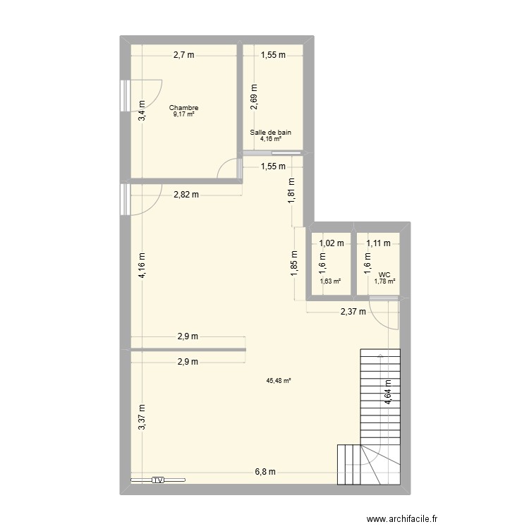 plan étage 1 correctes4. Plan de 5 pièces et 62 m2