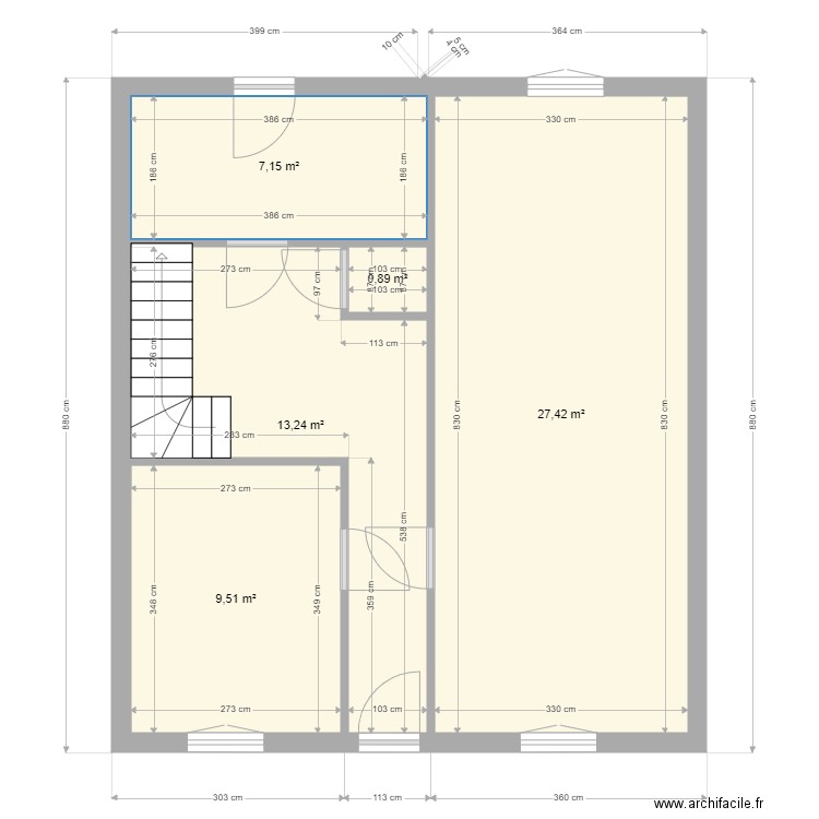 lassere. Plan de 5 pièces et 58 m2