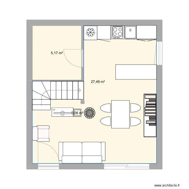 1ier modifie meublé 2. Plan de 3 pièces et 33 m2