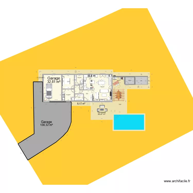Cambremer maison et jardin sur terrain 3. Plan de 28 et 494 m² Cambremer maison et jardin sur terrain 3. Plan de 28 et 494 m²