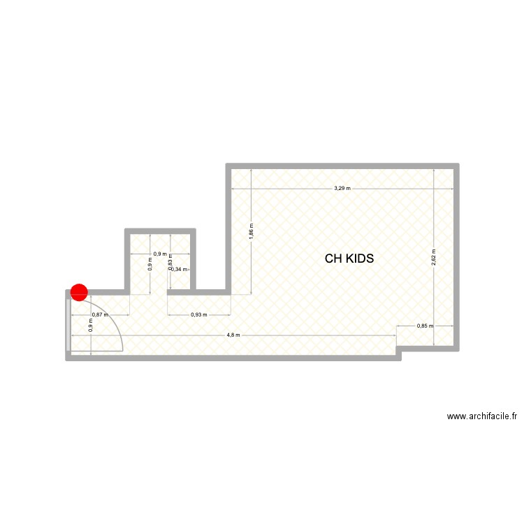CH KIDS. Plan de 1 pièce et 12 m2