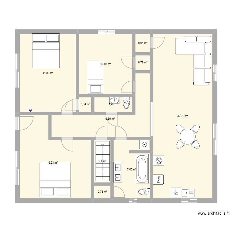 COPIE étage 18e plan1. Plan de 12 pièces et 99 m2