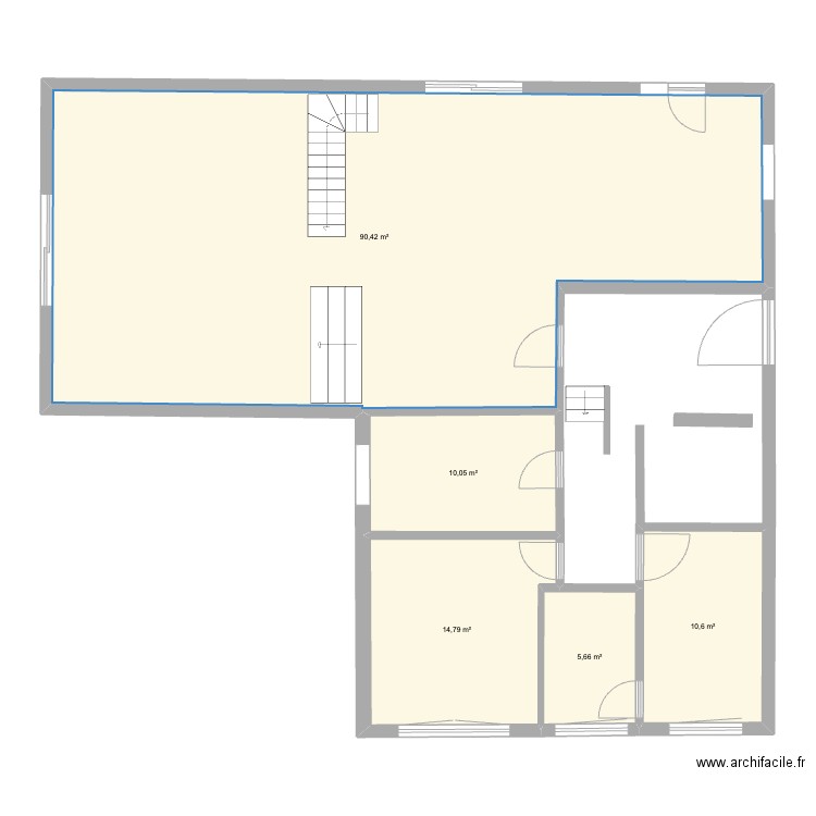 Cuisine Petit Rechain. Plan de 5 pièces et 132 m2