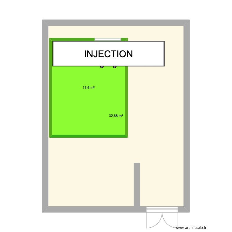 SALLE. Plan de 2 pièces et 62 m2