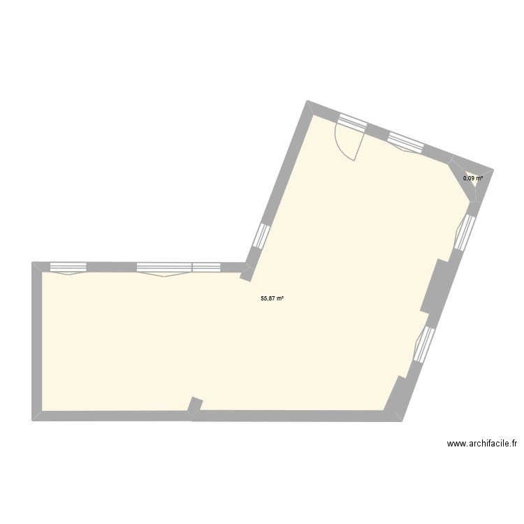 B02. Plan de 2 pièces et 56 m2