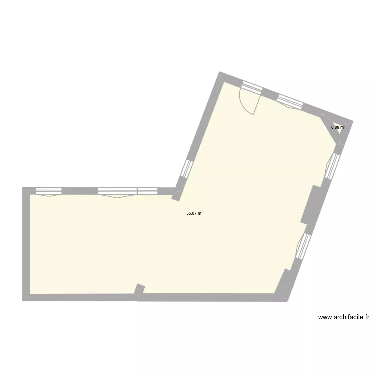 B02. Plan de 2 pièces et 56 m²