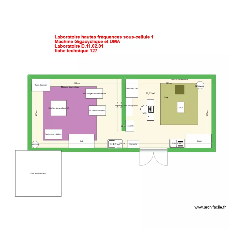 Labo hautes fr&eacute;quences sous cellule 1 V1. Plan de 