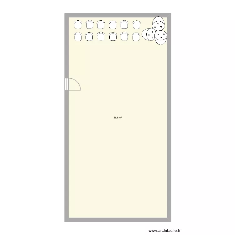 Salle d'archive ESG (grande salle). Plan de 1  et 87 m²