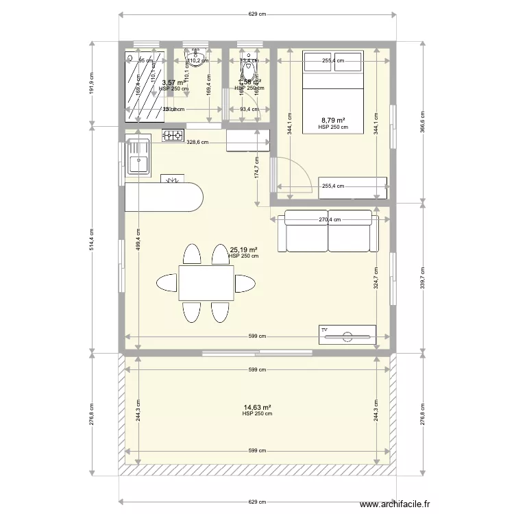 Regis  sud 3. Plan de 5  et 54 m²