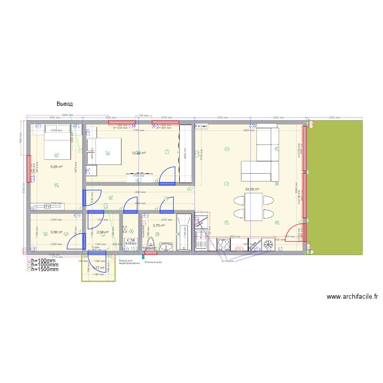 75 4.21 эл. Plan de 9 pièces et 81 m2