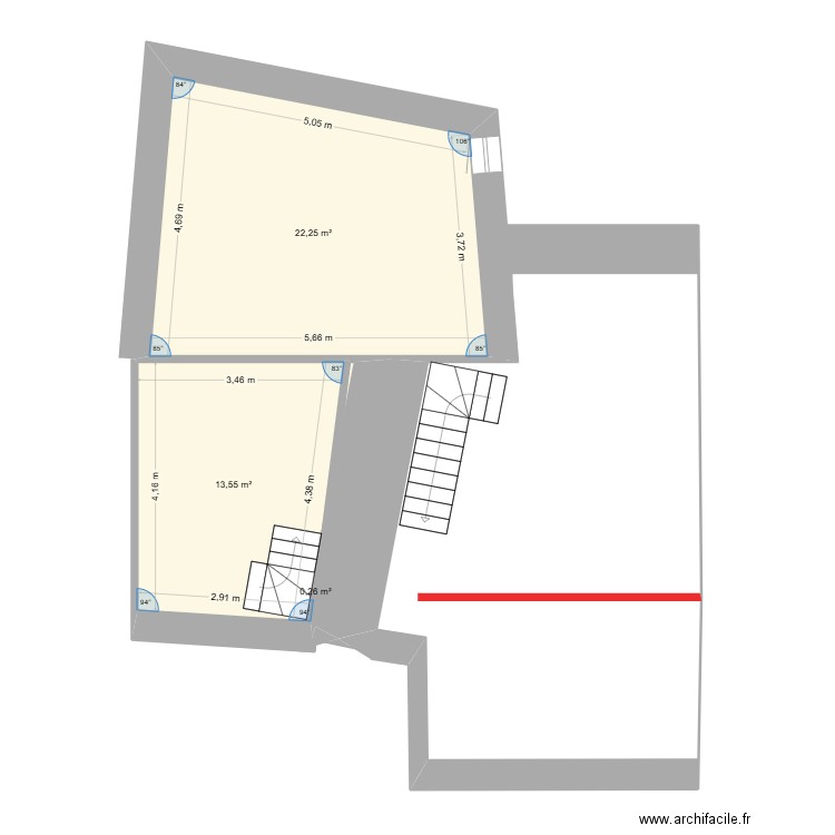 MAISON. Plan de 3 pièces et 36 m2