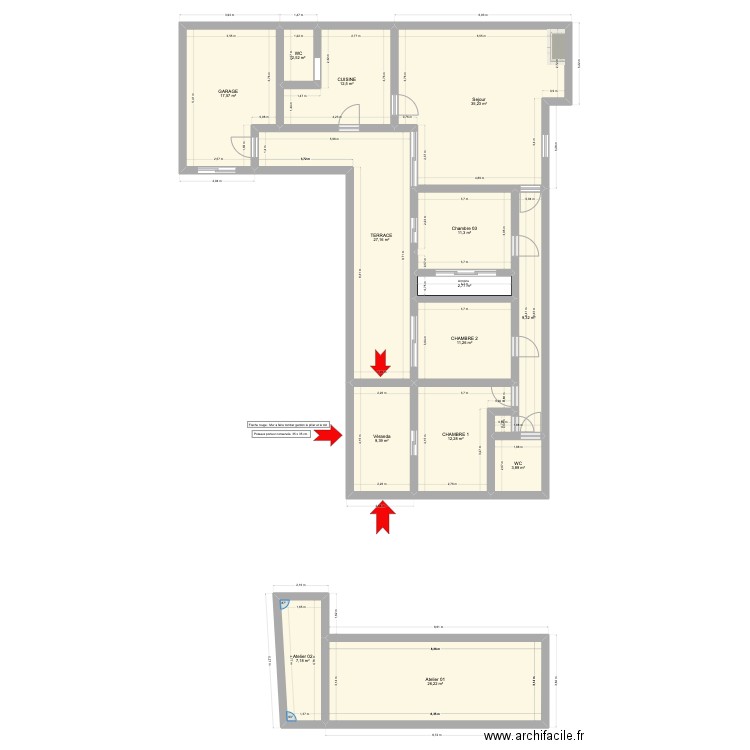 maison actuel. Plan de 14 pièces et 189 m2