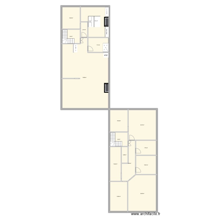 drague. Plan de 16 pièces et 241 m2