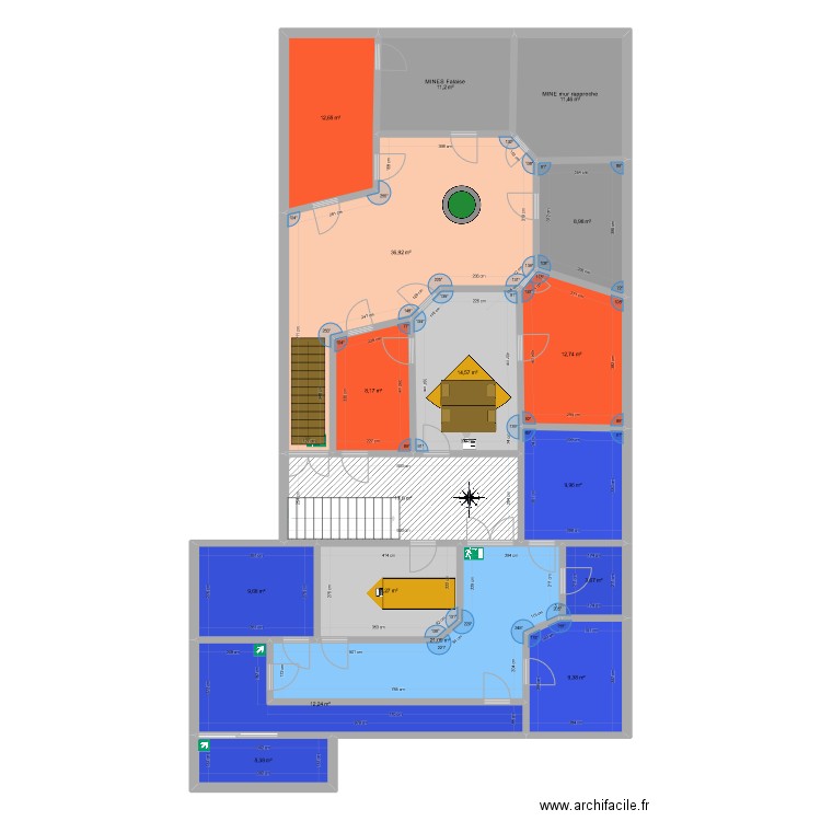 Montagne Marais v2. Plan de 17 pièces et 217 m2