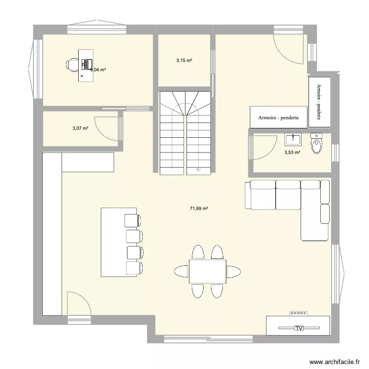 177 carr&eacute; existant rdc. Plan de 5  et 91 m²