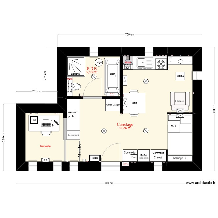 Maison Améliorer Copie 3.1 version 2. Plan de 2 pièces et 35 m2