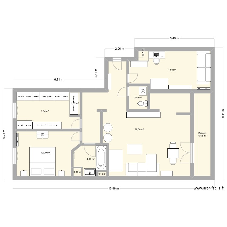 Neuilly plaisance 3. Plan de 10 pièces et 89 m2