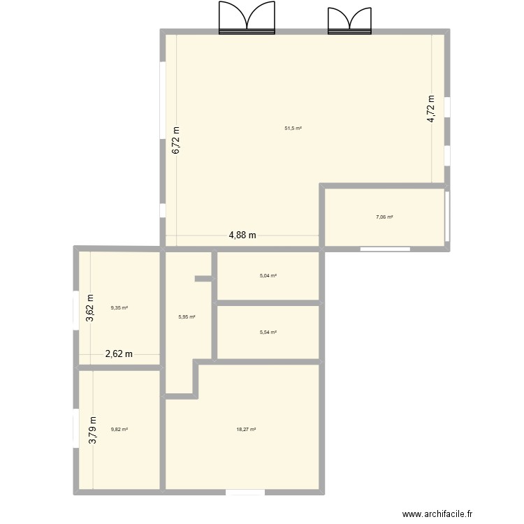 redoute. Plan de 8 pièces et 113 m2