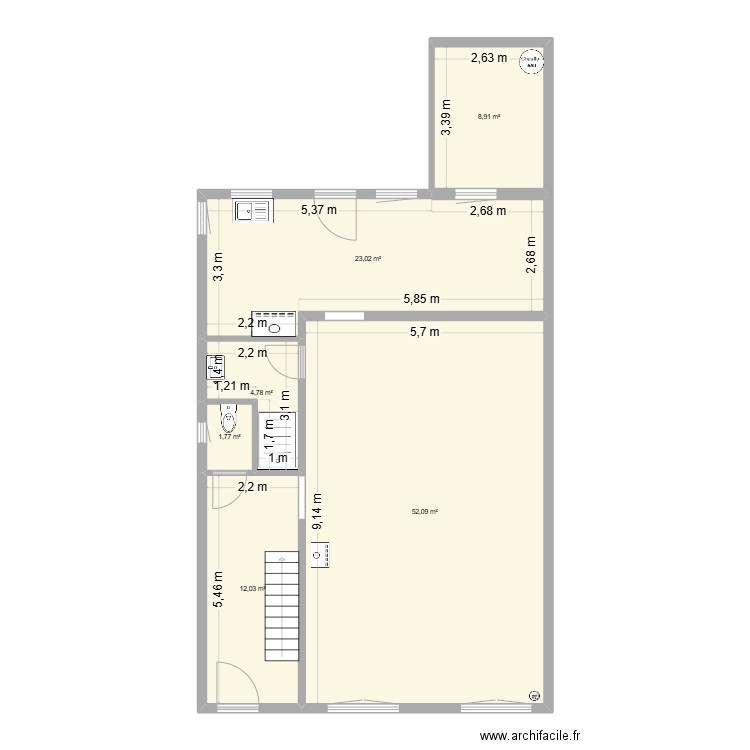 rdc aubenton. Plan de 6 pièces et 103 m2