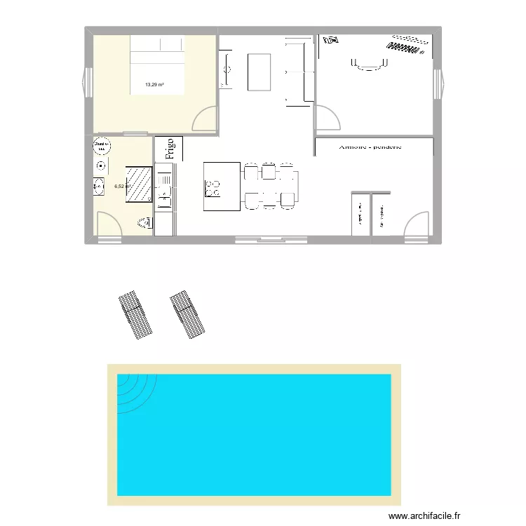 D&eacute;pendance. Plan de 2  et 20 m²