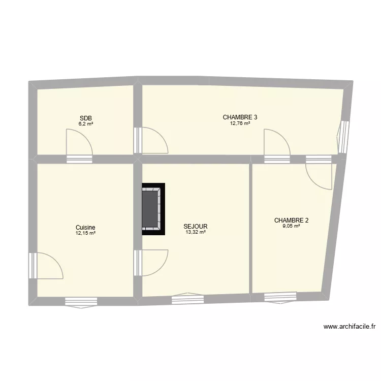 DULAURIER 2. Plan de 5  et 53 m²