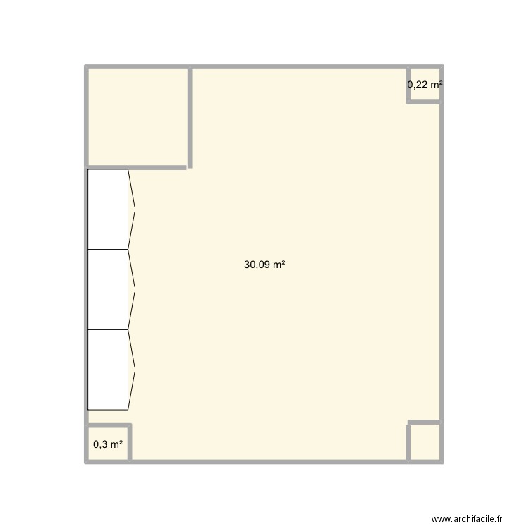 Suhu. Plan de 3 pièces et 31 m2