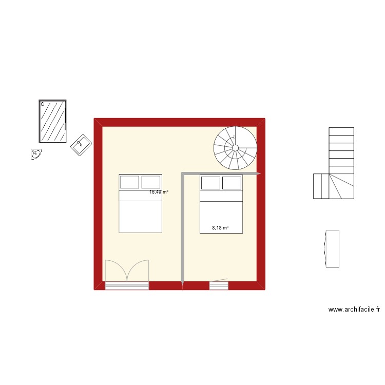 Appartement.escoville. Plan de 3 pièces et 50 m2