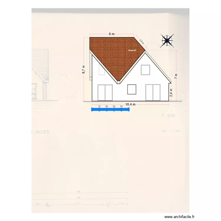 plan de facade avant travaux SUD OUEST QUIRIN. Plan de 