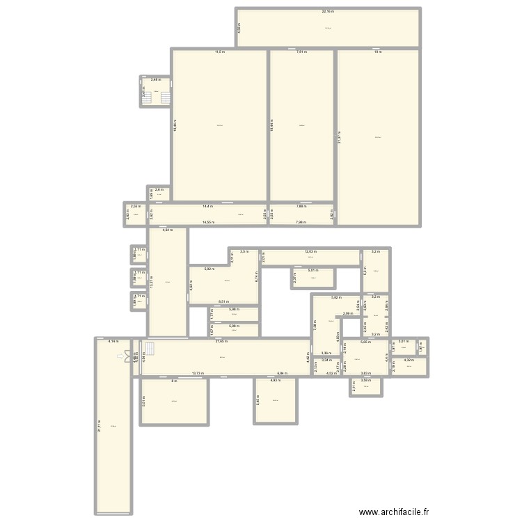 escape game. Plan de 29 pièces et 1301 m2