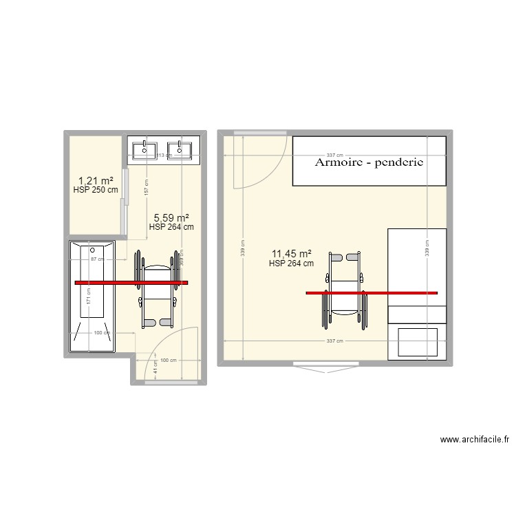 BEN AMMAR MOHAMED 33. Plan de 3 pièces et 18 m2