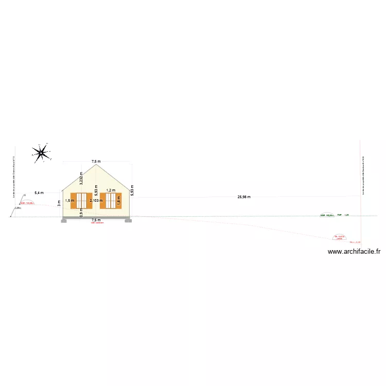 COUPE TERRAIN + GARAGE LATITUDINAL STEPH. Plan de 