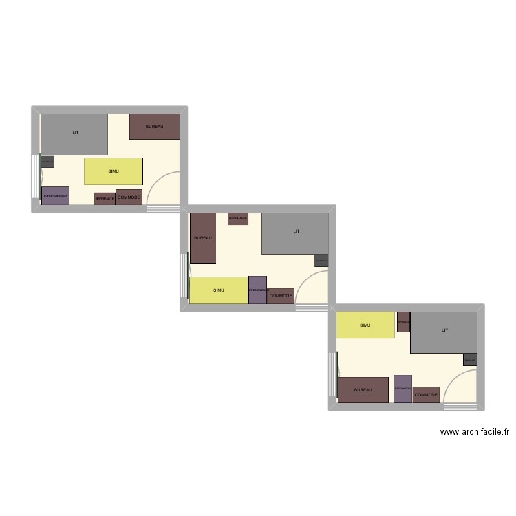 CHAMBRE D'AMIS. Plan de 3 pièces et 31 m2