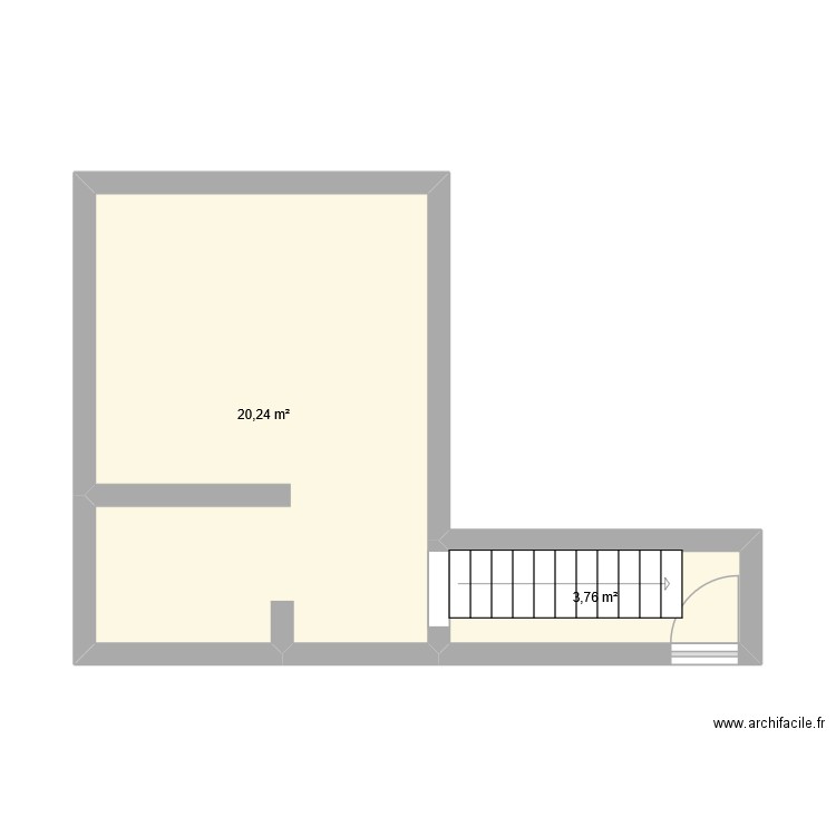 cave. Plan de 2 pièces et 24 m2