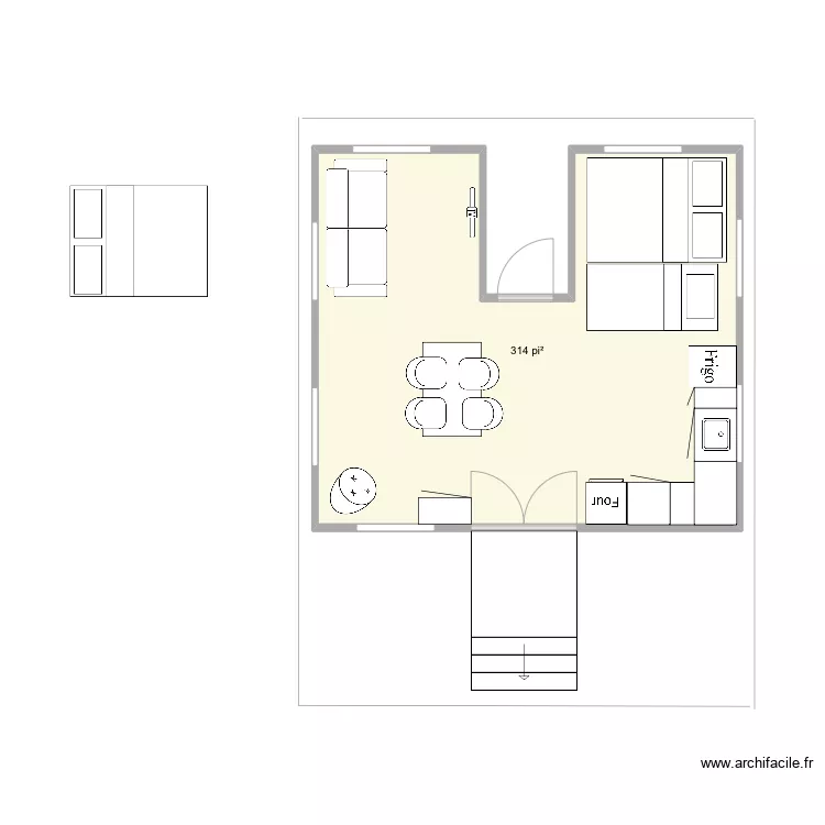 Cuisine mini maison gauche. Plan de 