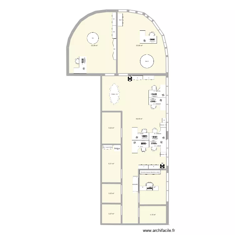 plan bureau. Plan de 9  et 125 m²