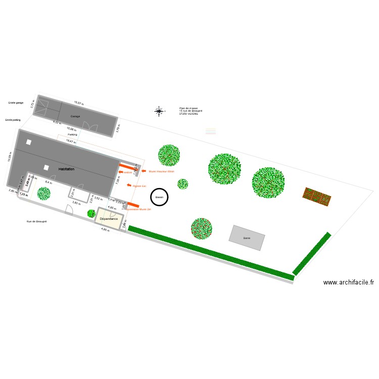 plan de masse total ok1. Plan de 4 pièces et 216 m2