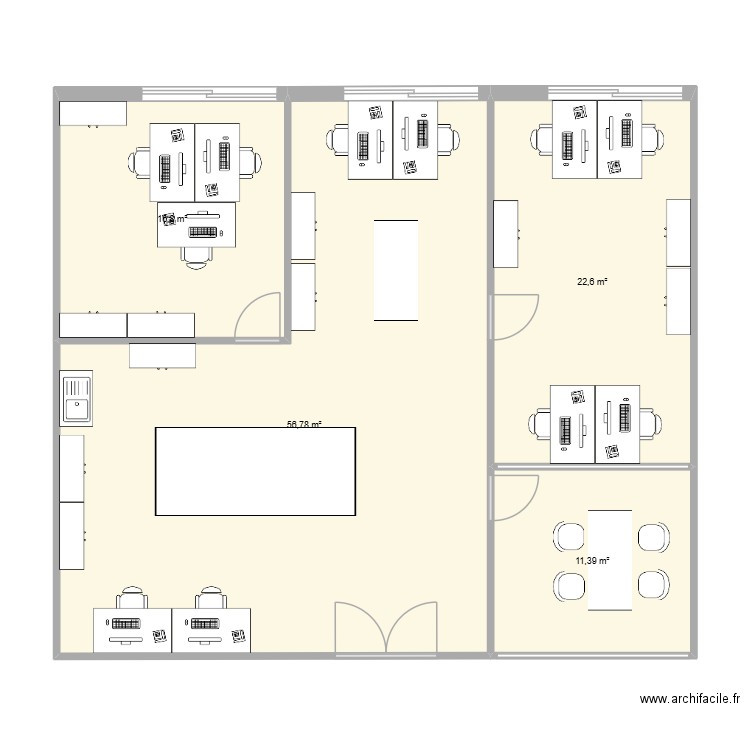 Bureaux Soltis 3. Plan de 4 pièces et 108 m2