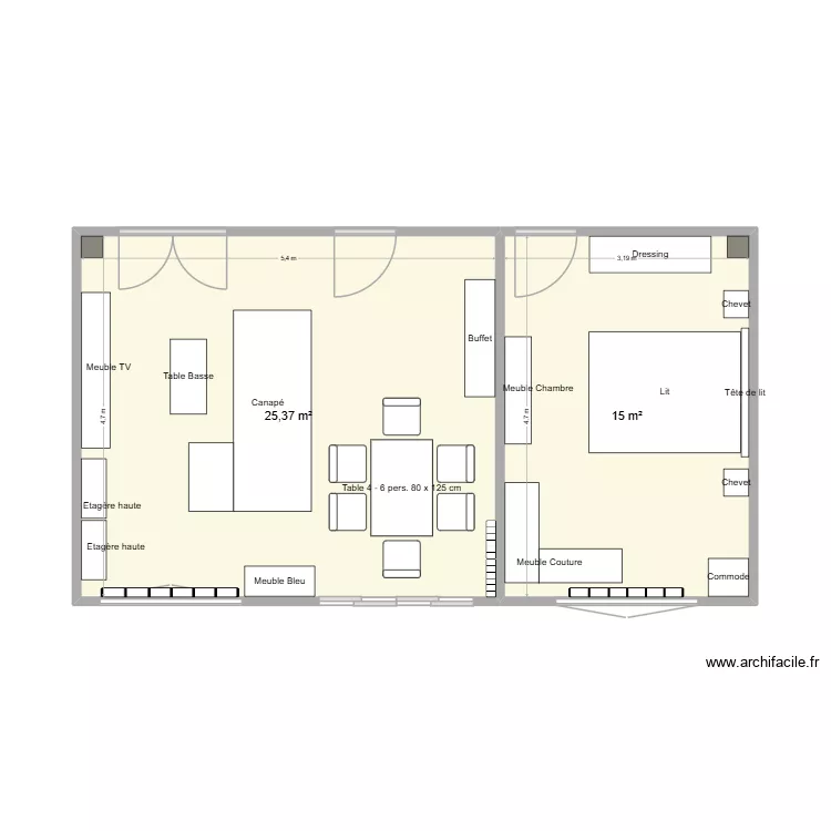 Apaprtement Asni&egrave;res. Plan de 2  et 40 m²