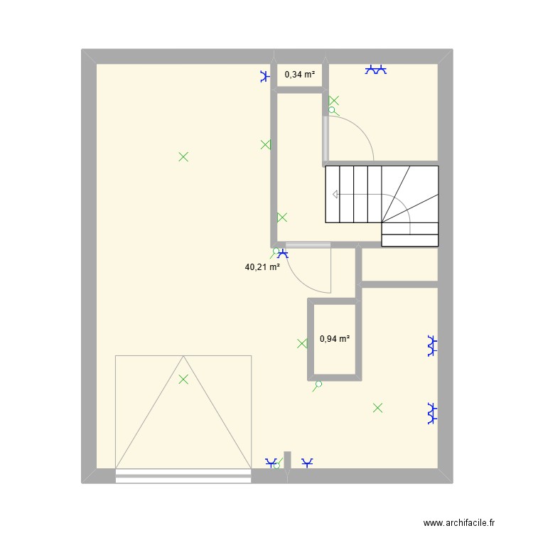 CAVE. Plan de 3 pièces et 41 m2