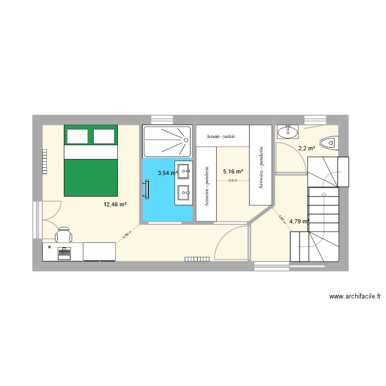 maison Michel. Plan de 5 pièces et 28 m2