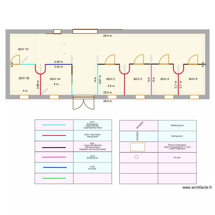 ecuries piedalet 1 Jh horse stall. Plan de 1 pièce et 203 m²