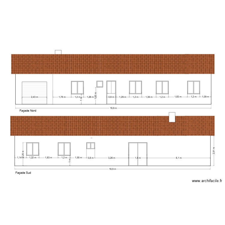 Tanguy - Popo ( Façade Sud - Nord ). Plan de 0 pièce et 0 m2