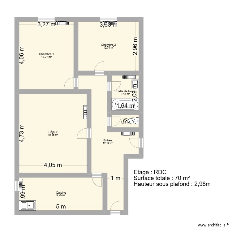 158 quai des Jemmapes 75010. Plan de 7 pièces et 70 m2